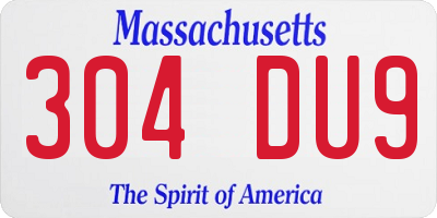 MA license plate 304DU9
