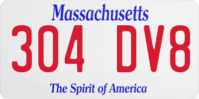MA license plate 304DV8