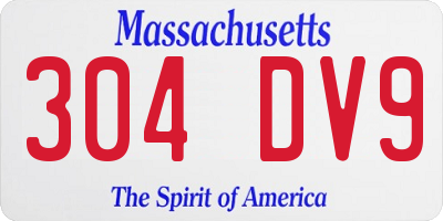 MA license plate 304DV9