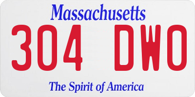 MA license plate 304DW0