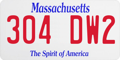 MA license plate 304DW2