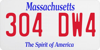 MA license plate 304DW4