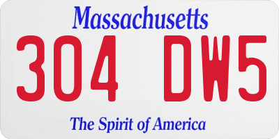 MA license plate 304DW5