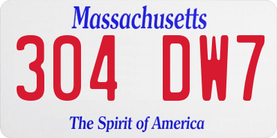 MA license plate 304DW7