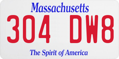 MA license plate 304DW8
