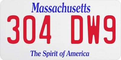 MA license plate 304DW9