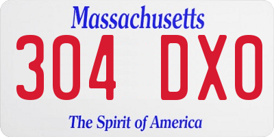 MA license plate 304DX0
