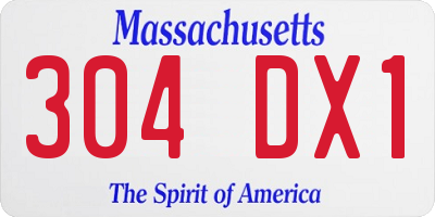 MA license plate 304DX1