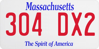 MA license plate 304DX2