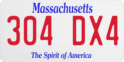 MA license plate 304DX4