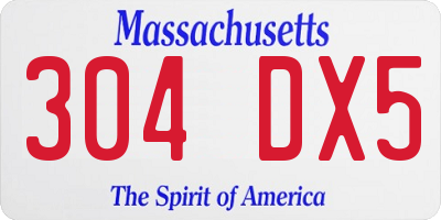 MA license plate 304DX5