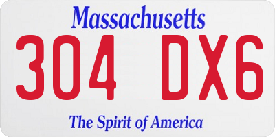MA license plate 304DX6