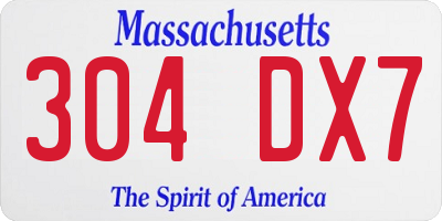 MA license plate 304DX7