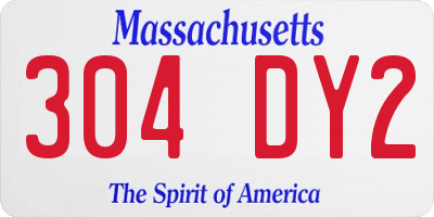 MA license plate 304DY2