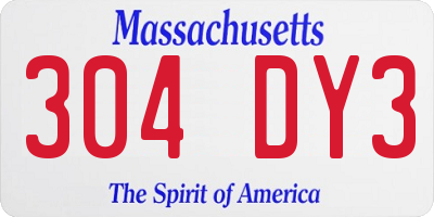 MA license plate 304DY3
