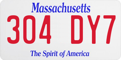 MA license plate 304DY7