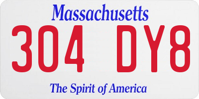 MA license plate 304DY8