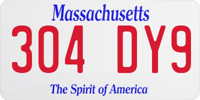 MA license plate 304DY9