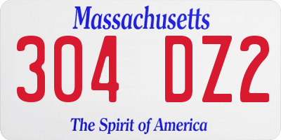 MA license plate 304DZ2