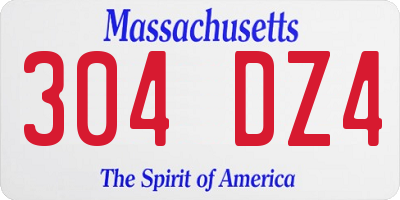 MA license plate 304DZ4