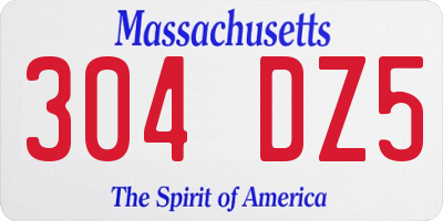 MA license plate 304DZ5