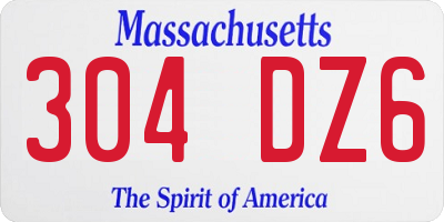 MA license plate 304DZ6