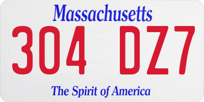MA license plate 304DZ7