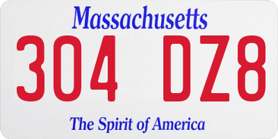 MA license plate 304DZ8