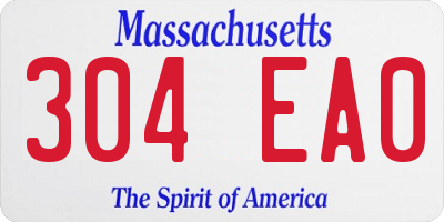 MA license plate 304EA0
