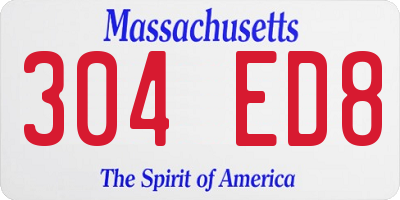 MA license plate 304ED8