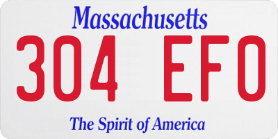 MA license plate 304EF0