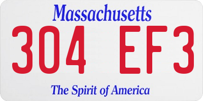 MA license plate 304EF3