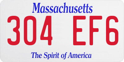 MA license plate 304EF6