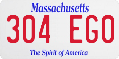 MA license plate 304EG0