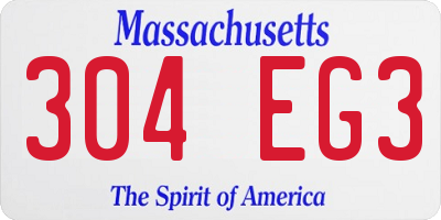 MA license plate 304EG3