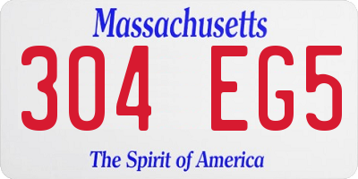 MA license plate 304EG5