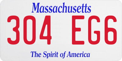 MA license plate 304EG6