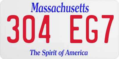 MA license plate 304EG7