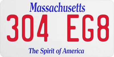 MA license plate 304EG8