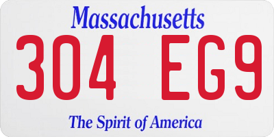 MA license plate 304EG9