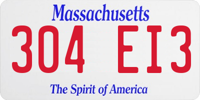 MA license plate 304EI3