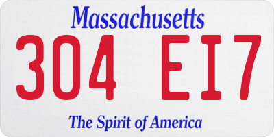MA license plate 304EI7