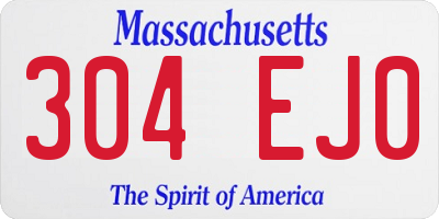 MA license plate 304EJ0