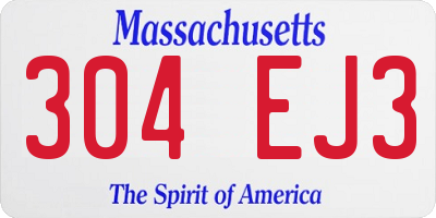 MA license plate 304EJ3
