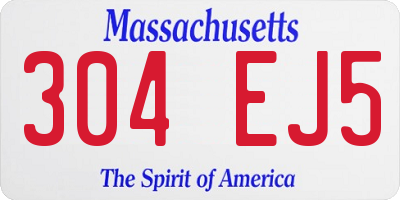 MA license plate 304EJ5