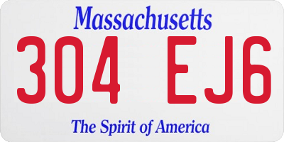 MA license plate 304EJ6