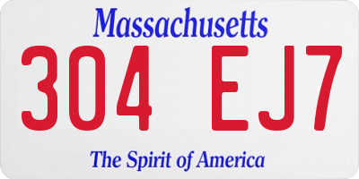 MA license plate 304EJ7