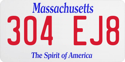 MA license plate 304EJ8