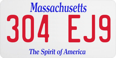MA license plate 304EJ9