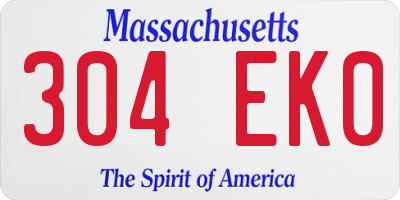 MA license plate 304EK0